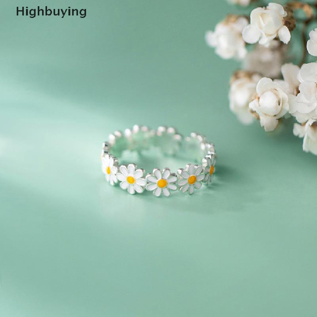 Hbid Vintage Daisy Flower Rings Untuk Wanita Lucu Bunga Cincin Adjustable Terbuka Jari Cincin Pernikahan Pertunangan Cincin Tren Perhiasan Perempuan Glory