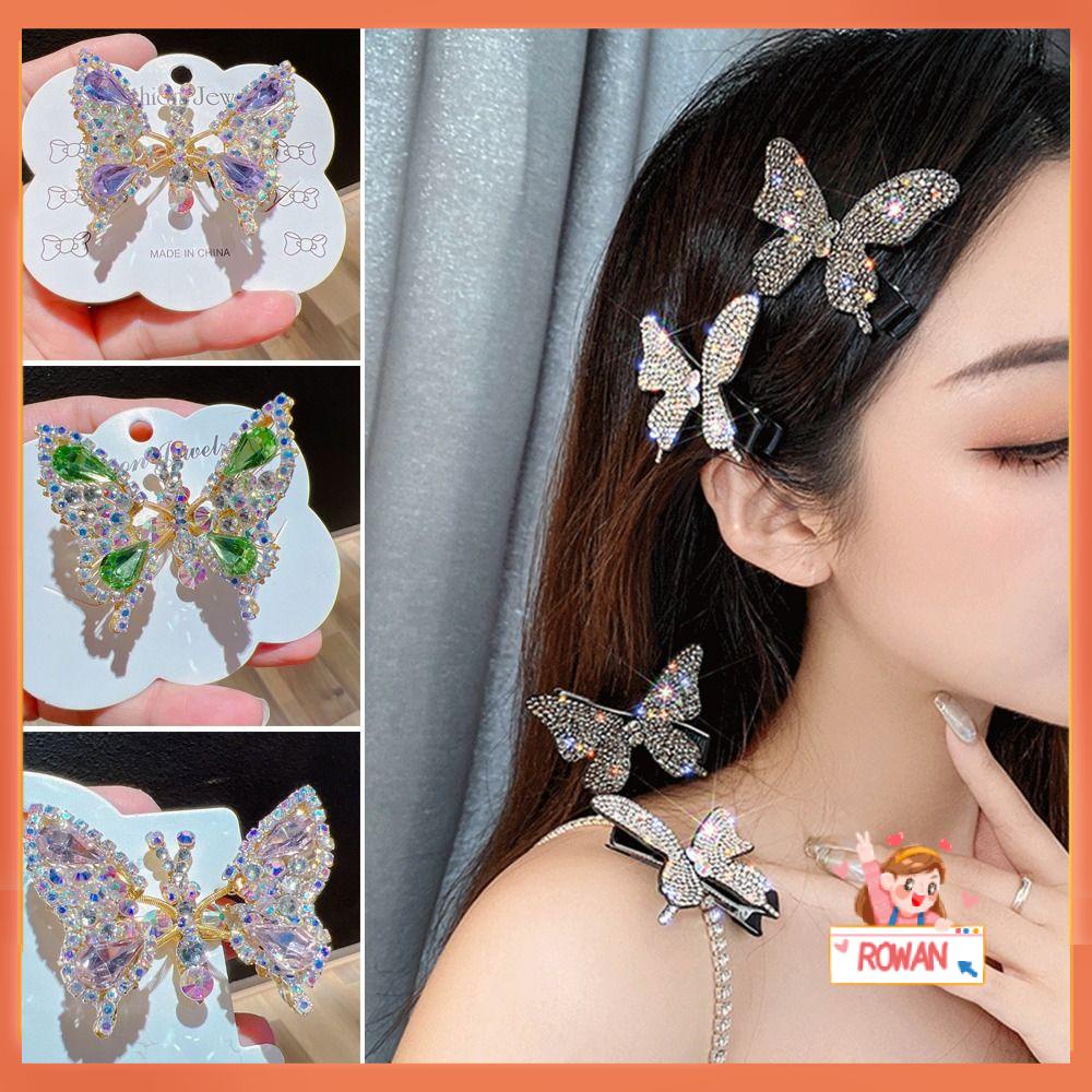 R-flower Hair Clip 3D Butterfly Faux Fur Poni Clip Pinggiran Klip Wanita Hadiah