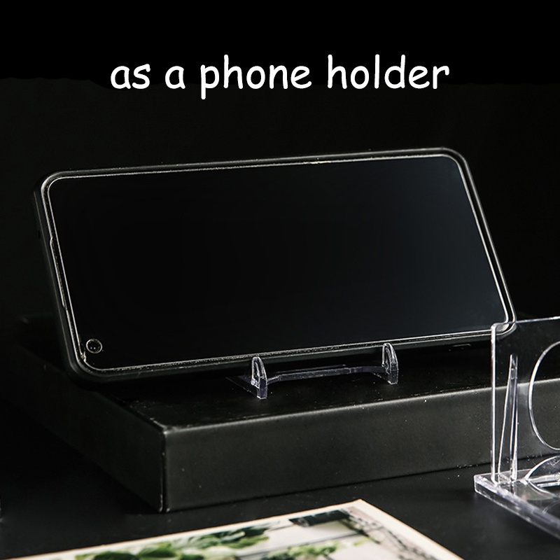 Stand Display Plakat Akrilik Transparan Kreatif Bracket Stand Adjustable Untuk Frame Foto Phone Holder Tag Rak Organizer Rumah