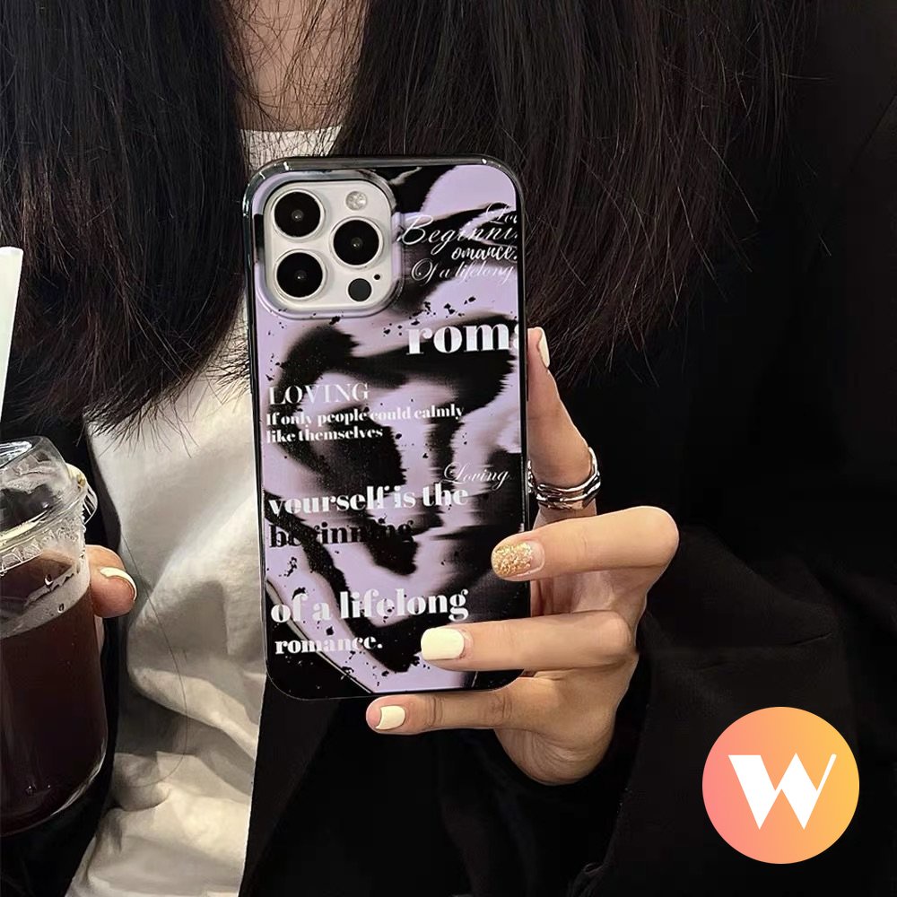 Alphabet Glossy Halus Case Kompatibel Untuk IPhone 7Plus 11 14 13 12 Pro Max XR X XS Max7 8 Plus SE 2020 Fashion Halo Dyed Cat Air Shockproof Soft Cover