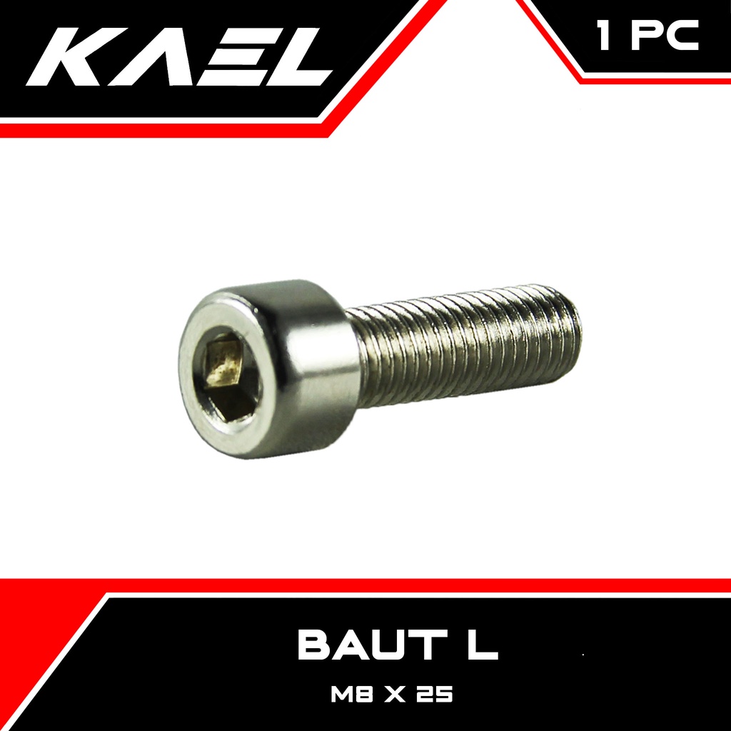 Baut L M8 X 25 Kunci 5 L6 8 x 25 K 5 P Pitch 1.2 Baud Bolt