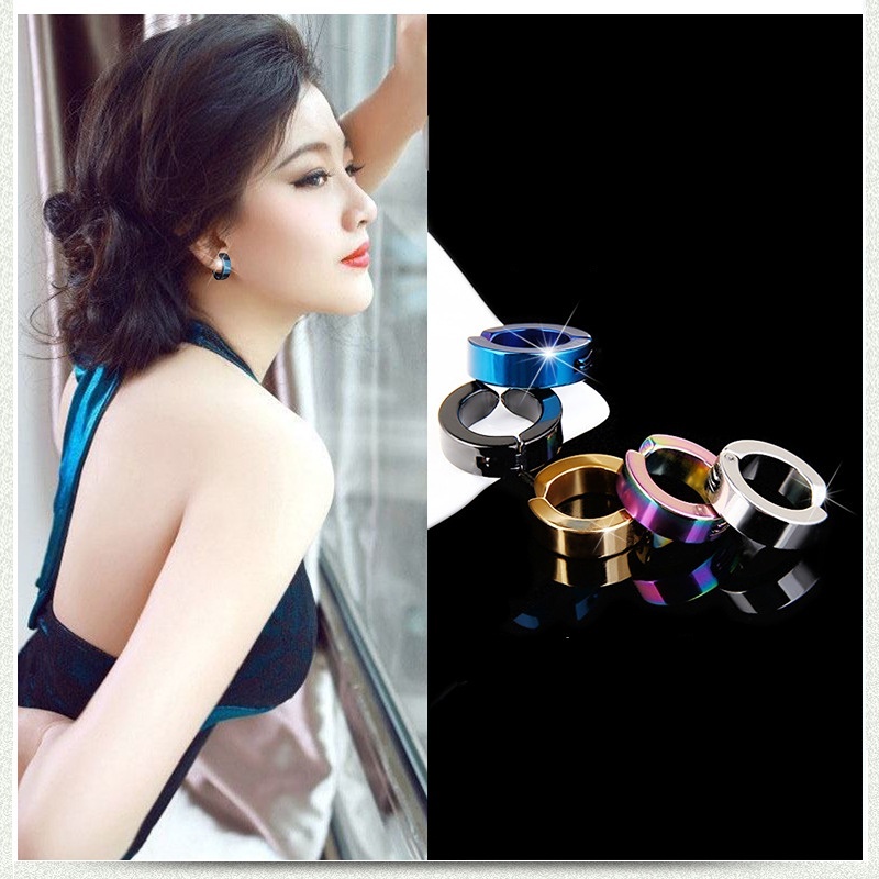 Korea Fashion Klip Telinga Sederhana Untuk Wanita Pria Stainless Steel Tanpa Tindik Kesederhanaan Anting Perhiasan Minimalis