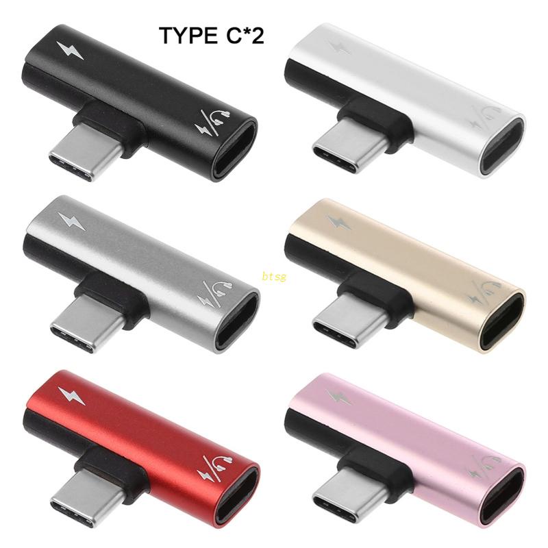 Konektor btsg Tipe C Charging Adapter USB-C Male to Dual Type-C Female Converter Untuk Earphone Headphone Jack