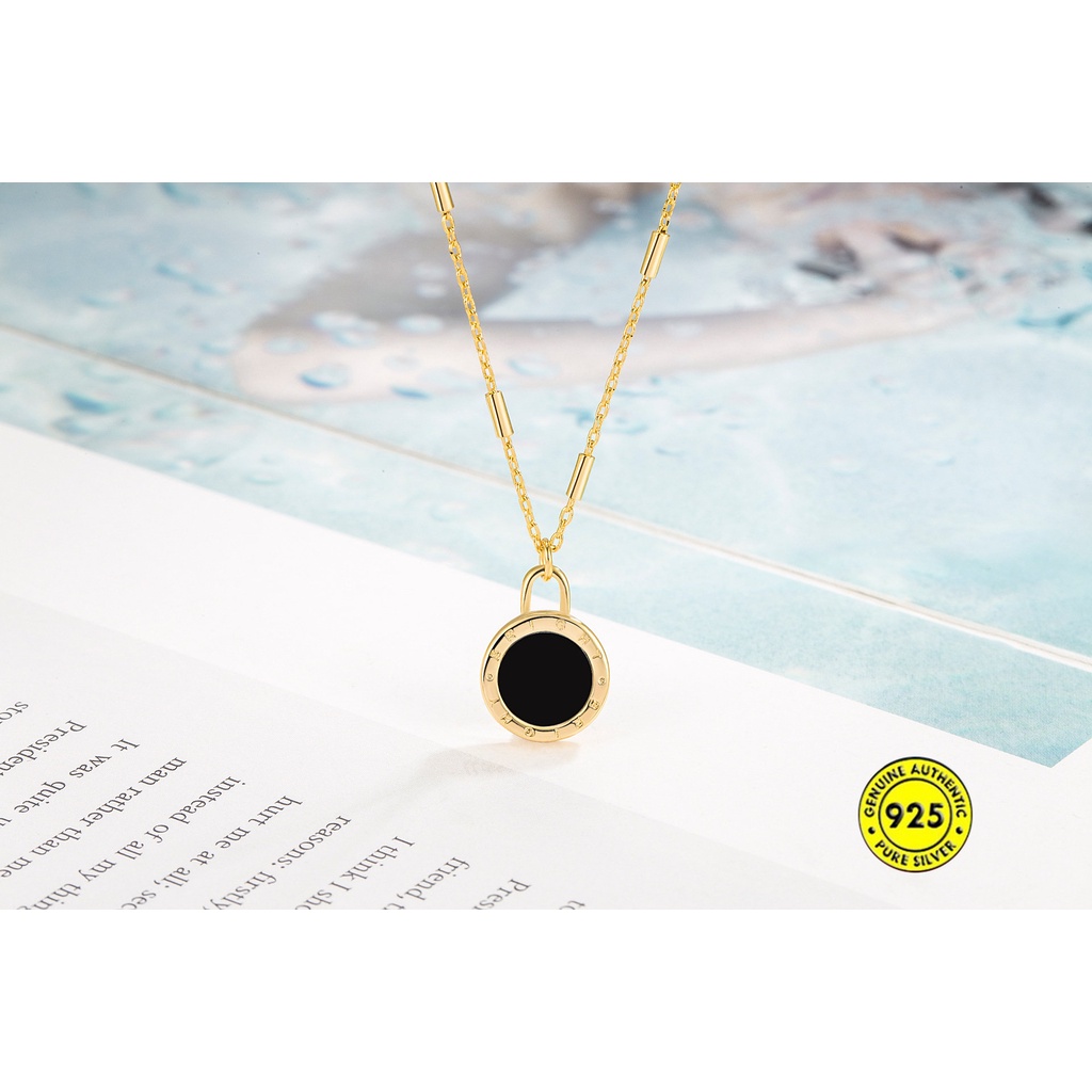 S925 Perak Romawi Dua Sisi Shell Cincin Kalung Cahaya Mewah Bermutu Tinggi Aksesoris U1603