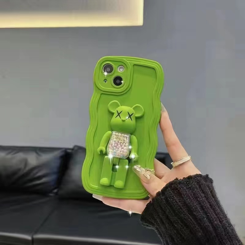 Holder Wave SoftCase Soft Case iPhone 6 6S 7 8 Plus X XR XS Max 11 12 13 14 Pro Max 14 Plus Bearbrick Bear Gloomy Bear Casing hp iphone XR