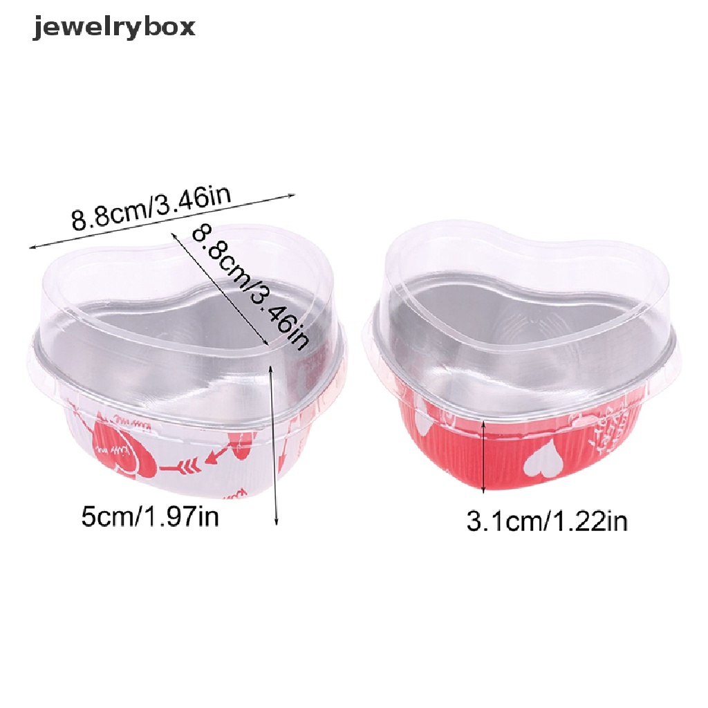 [jewelrybox] 10pcs/set 100ML Berbentuk Hati Aluminium Foil Kue Cup Dengan Tutup Baking Pans Butik