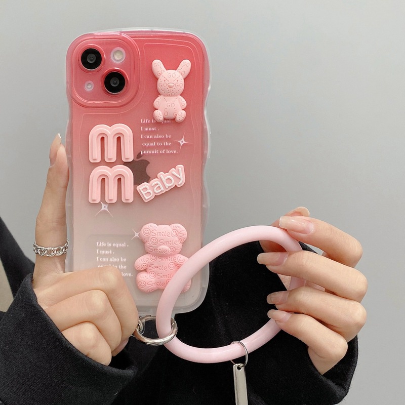 Pink Silikon SoftCase Relame C1 C2 5S 5i C3 9i C11 C20 C21Y C15 C12 C25Y OPPO Reno 4F 5F 6 7Z 8 A3S A1K Casing Ponsel Beruang Kelinci Bbay mm