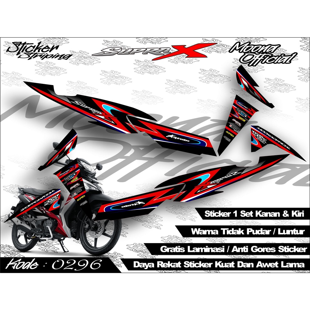 0296 Striping List Variasi SUPRA X  Simple Terbaru - Sticker Striping SUPRA 125 - Stiker Striping Li