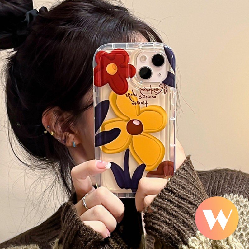 Casing Airbag Shockproof Soft TPU Floral Case Redmi A1 10 9C NFC 9T 9A 10A Redmi Note9 Note10 10s 11s 11 9 Note 10 Note10s Note11 Ins Korea Spring Oil Painting Flowers Cover