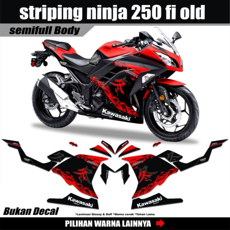 Striping Kawasaki Ninja 250 Fi Variasi Kanji / Stiker Motor Ninja 250 Fi Semi Full
