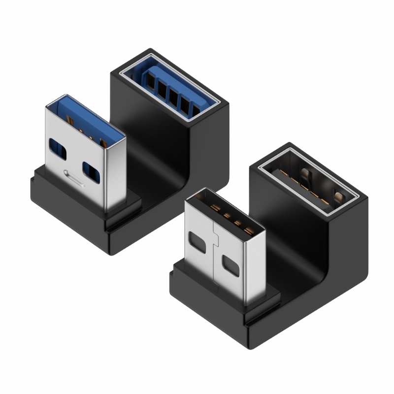 Vivi USB 3.0 Male to Female Adaptor Ekstensi Sudut Kanan 90derajat USB Konektor Ke Atas Bawah 10Gbps Untuk Laptop PC