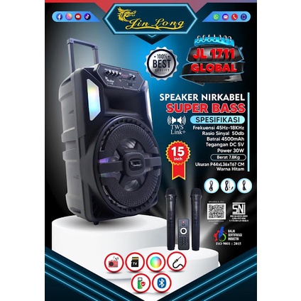 Speaker JIN LONG Bluetooth 15 Inch JL-1711 (GLOBAL)