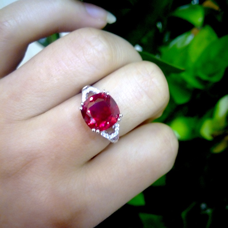 Goldkingdom Aksesoris Perhiasan Fashion Ready Stock Cincin Safir Eropa Berlapis Perak Bertatahkan Dengan Cincin Zamrud Ruby Berwarna Perempuan