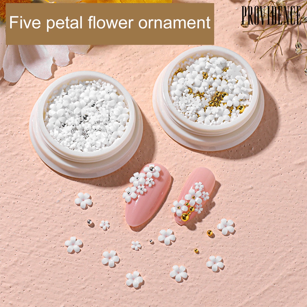 Providence 1kotak Hiasan Kuku Mudah Di Aplikasikan Resin 5kelopak Bentuk Bunga DIY Nail Decal Manicure Tool Untuk Digunakan Di Rumah