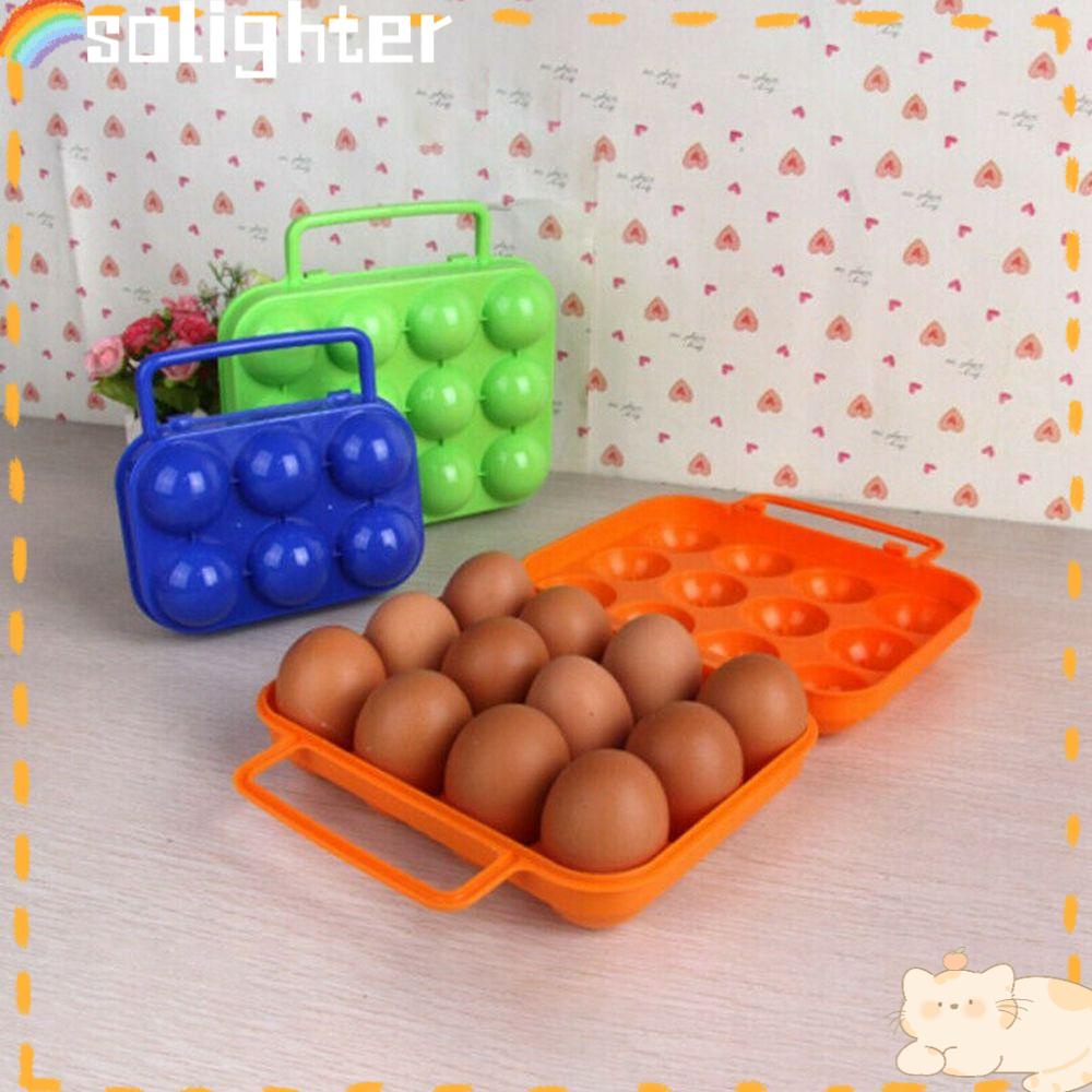 Solighter6per12kotak Penyimpanan Telur Grid Tahan Lama Portabel Organizer Case Outdoor Camping Piknik