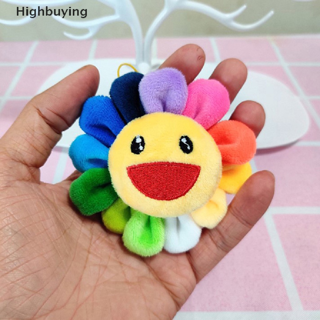 Hbid Smile Sunflower Pendant Soft Flower 6 cm New Kawaii Rain Bros Boneka Boneka Warna-Warni Mainan Mewah Tas Dekorasi Ada Box Hadiah Glory