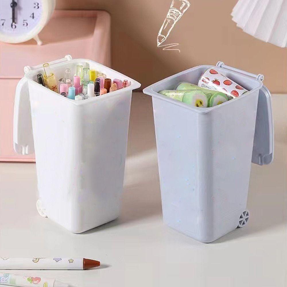 Mxbeauty Kotak Penyimpanan Desktop Dengan Penutup Portable Tahan Debu Tempat Sampah Organizer Tahan Air Tempat Pulpen Perlengkapan Kantor Keranjang Kertas Limbah