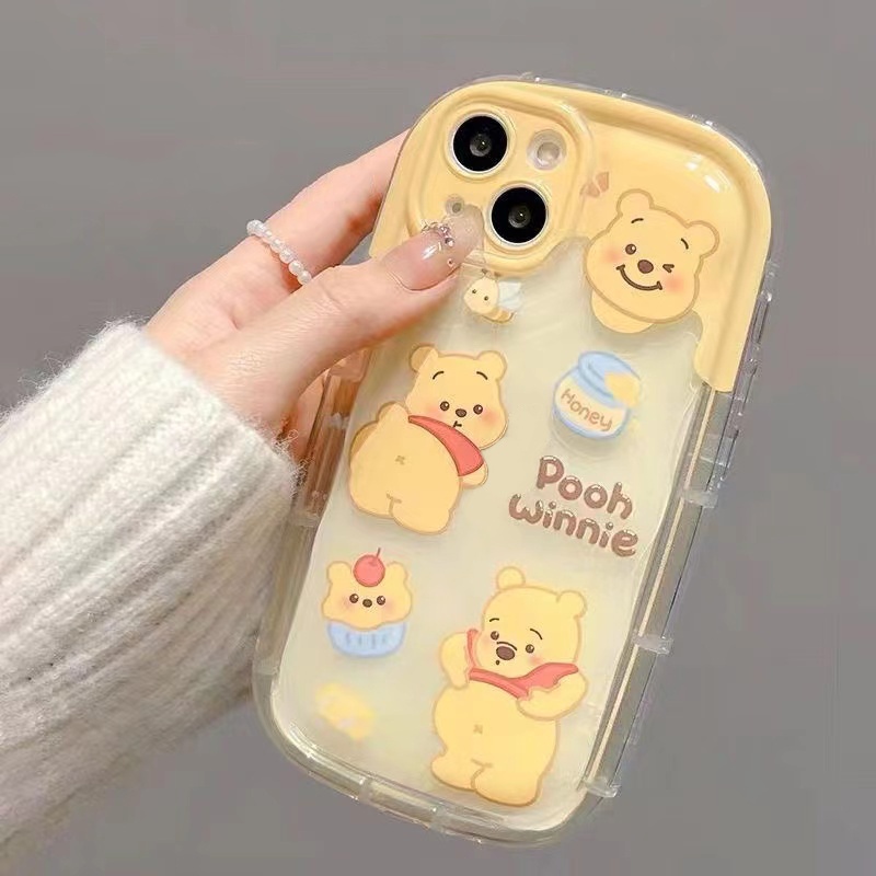 IPHONE Casing Ponsel Tahan Guncangan Beruang Lucu Kompatibel Untuk Iphone14 13 11 12 Pro XS Max Casing Transparan X XR 7 +8 Plus Cover Silikon TPU Lembut