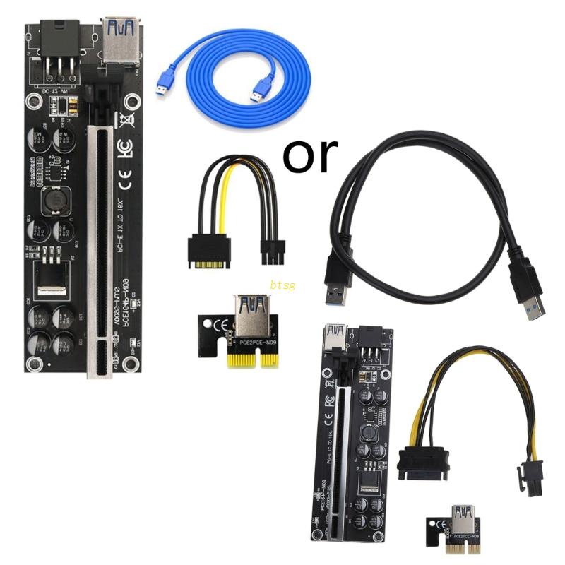 Kabel Ekstensi Kartu Grafis btsg GPU PCI E 1X Ke 16xAdapter 6Pin Untuk Penambang BTC