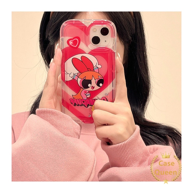 Casing Leart Cinta Untuk Realme C25Y C21Y C2 C25s C12 C11 2020 6i 5 5i 5s C33 C35 Realme C15 C11 2021 C1 C25 C20 C20A C3 Kartun Shockproof Airbag The Powerpuff Gadis Lembut Tpu Cover