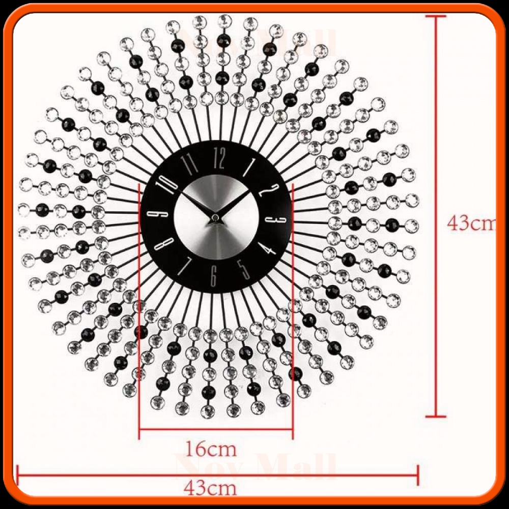 Jam Dinding 3D Quartz Model Luxury Diamond 43 cm -JD773