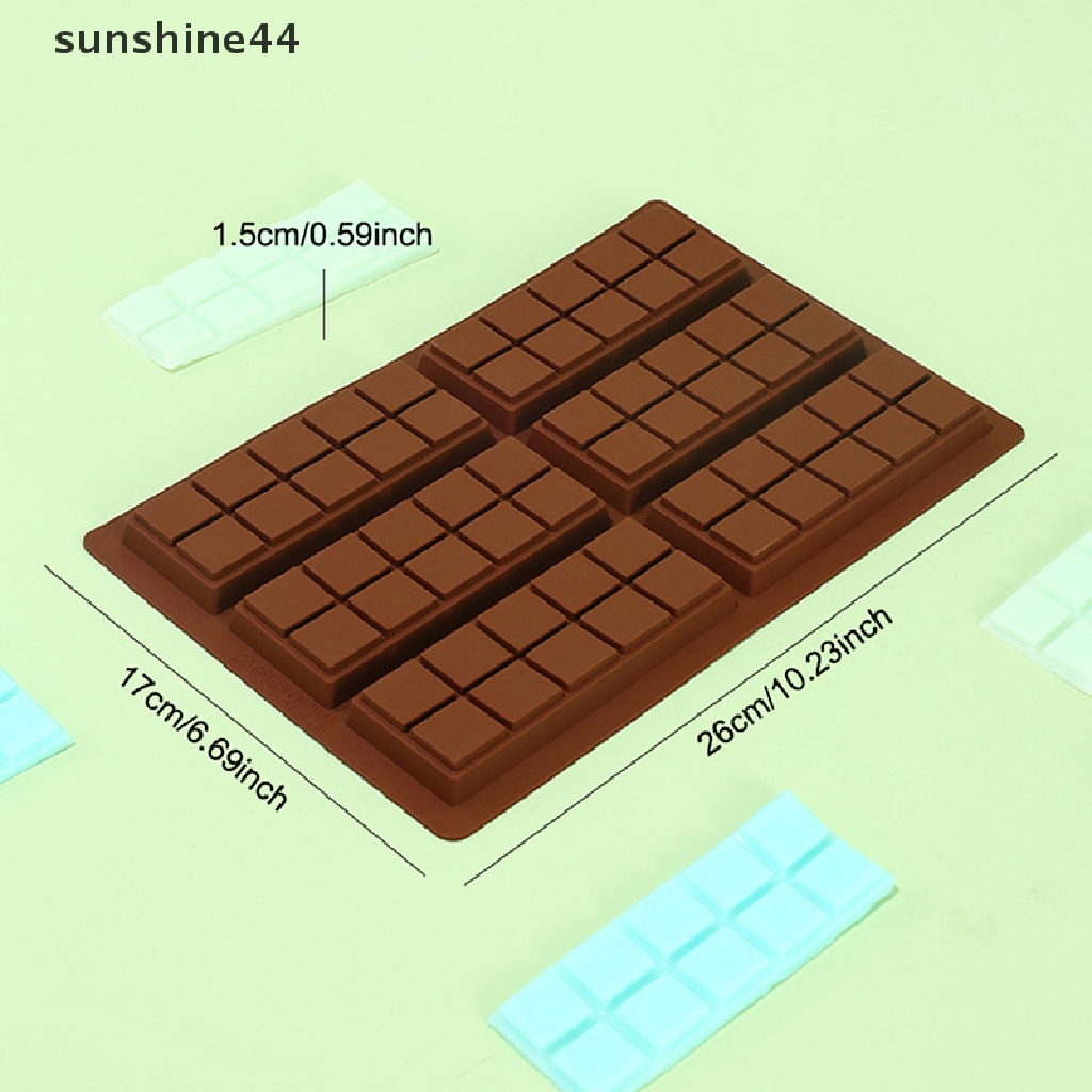 Sunshine 6 Grids Small Waffle Rectangle Chocolate Bar Silicone Candy Mold Trays ID