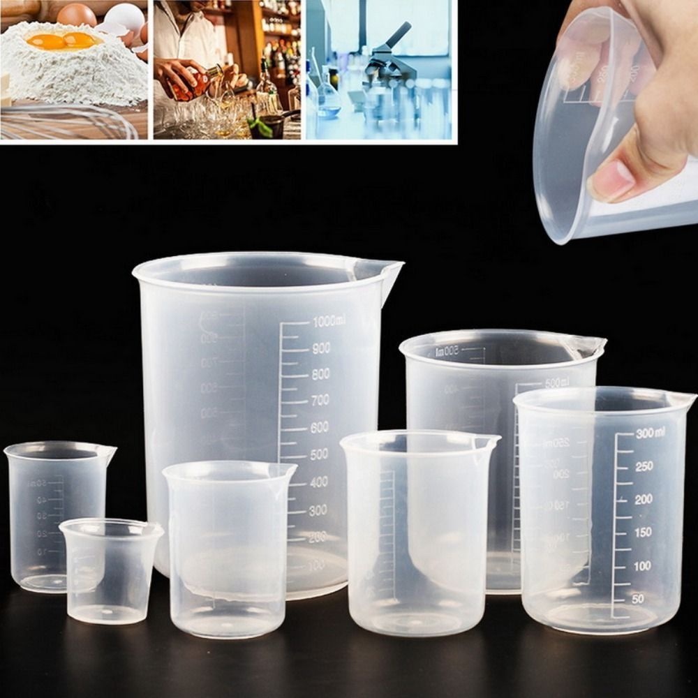 NICKOLAS1 Beaker Ringan Serbaguna Transparan Untuk Tes Laboratorium Dapur Stackable Gelas Ukur Plastik