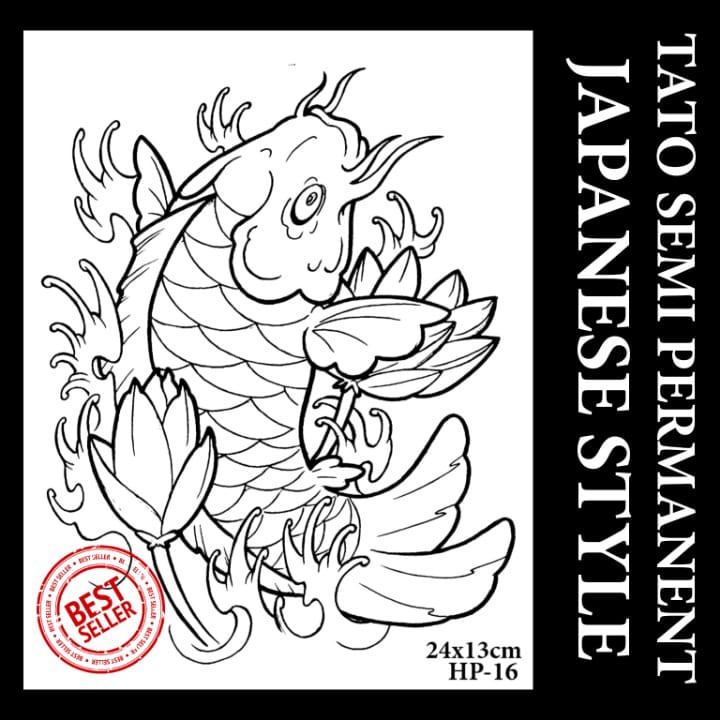 HM -Stiker tato temporer semi permanen Motif Ikan HP-16