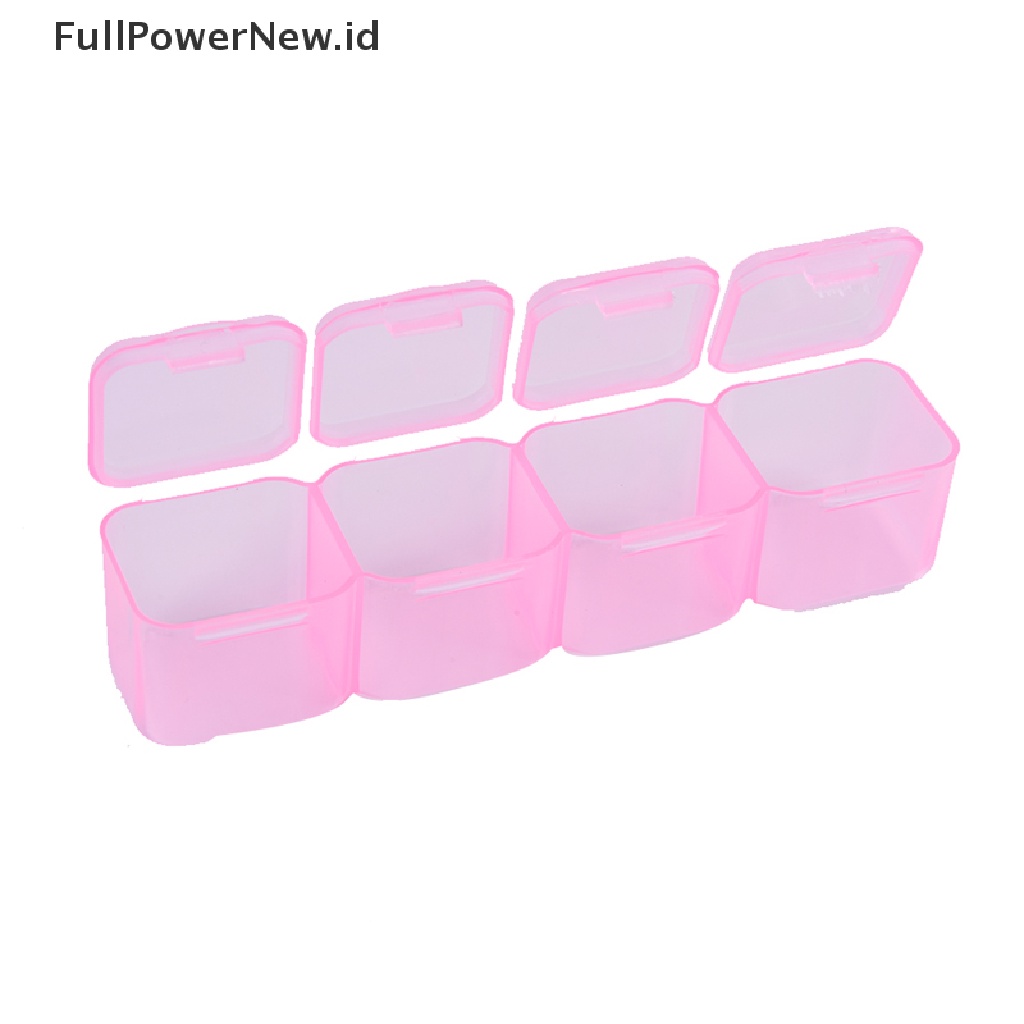 Power 28Slots Clear Nail Art Glitter Berlian Imitasi Tempat Penyimpanan Wadah Display Perhiasan ID