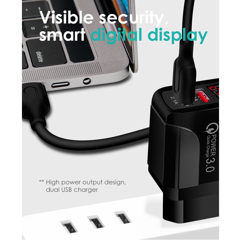 2usb Digital Display Charger 5V2.4A Standar Eropa American Standard British Standard Smartphone Charging Head Travel Charger