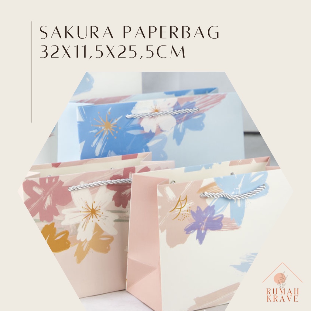 

RUMAH KRAVE - Sakura Paper Bag 30cm Paperbag Horizontal Besar