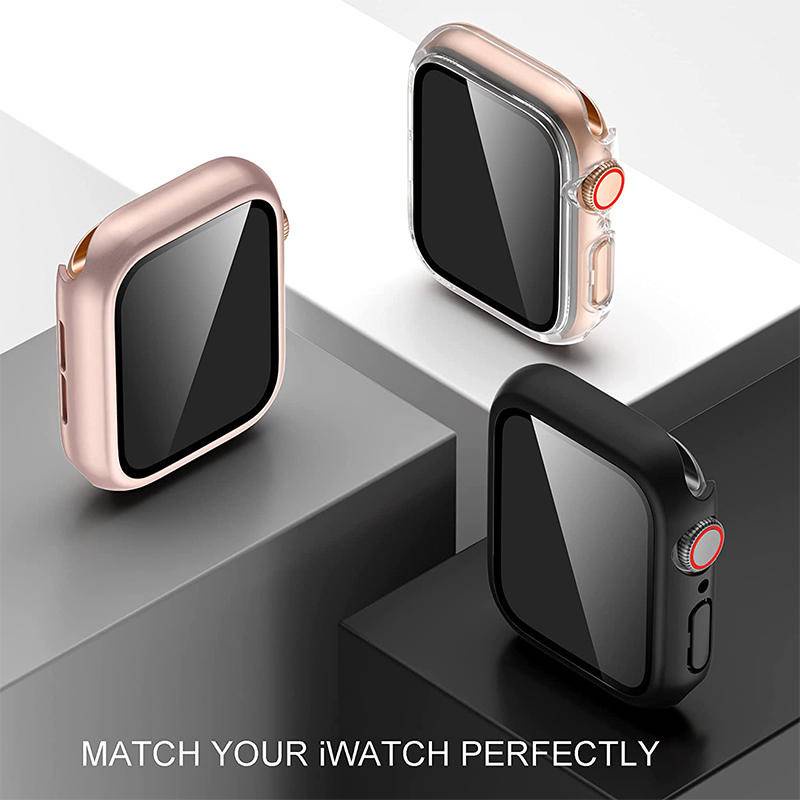 Kaca+case Untuk Apple Watch Serie8 7 6 SE 5 4 3 2 SE iWatch Case 45mm 41mm 44mm 40mm 38mm 42mm Bumper Pelindung Layar Cover Watch SE SE