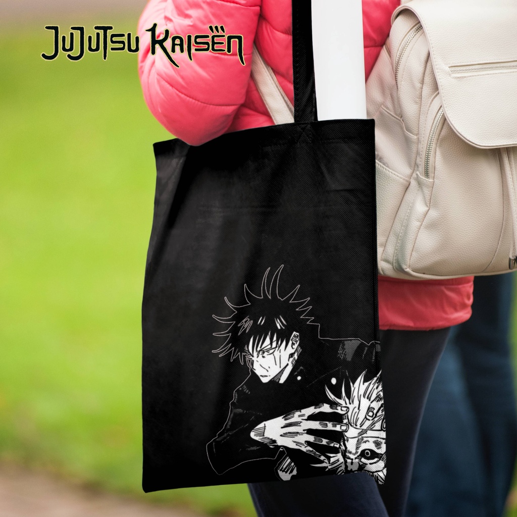 Tote bag Anime Jujutsu kaisen Megumi Fushiguro Hitam Tote bag premium Totebag seleting totebag Termurah Bahan Blacu