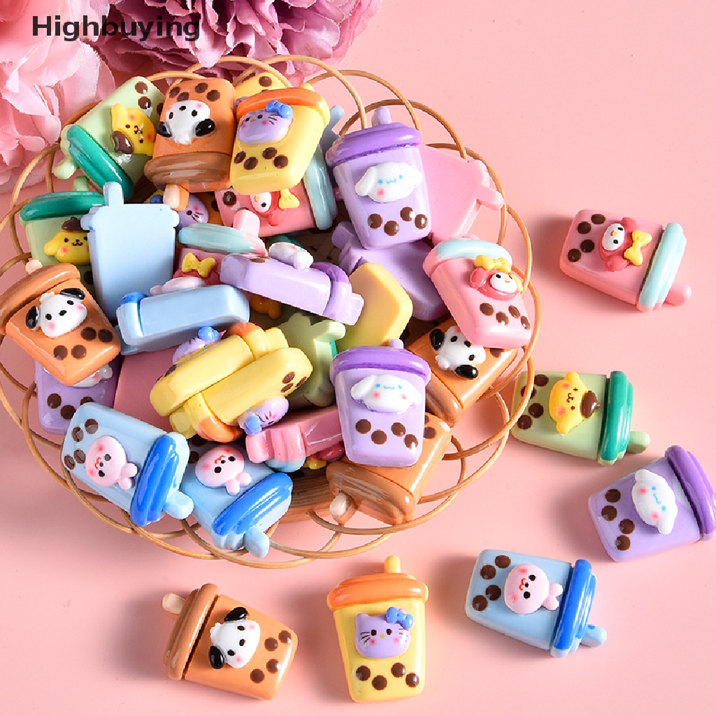 Hbid 10Pcs Kawaii Sanrios Kartun Susu Cangkir Teh Seri Resin Patch DIY Dekorasi Anting Telepon Shell Patch Aksesoris Rambut Perhiasan Mainan Glory