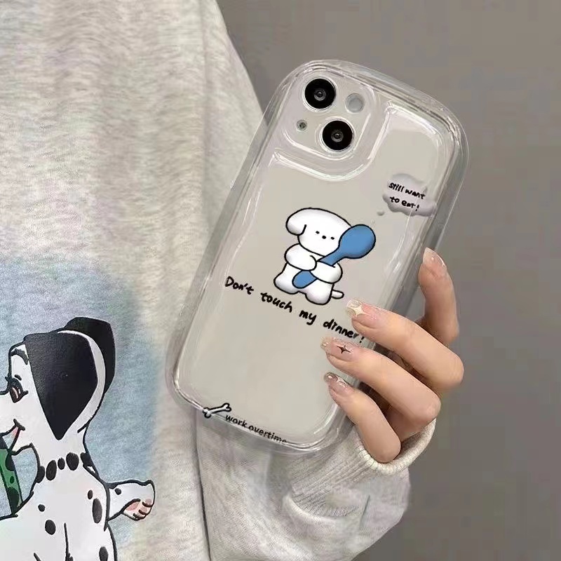 IPHONE Casing Ponsel Transparan Shockproof Kompatibel Untuk Iphone14 13 12 11 Pro XS Max X Xr8 +7Plus Casing Anjing Lucu Lembut TPU Silikon Cover