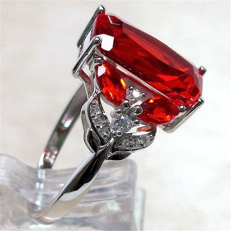 Goldkingdom Fashion Perhiasan Aksesoris Ready Stock Baru Cincin Pertunangan Ruby Sintetis Eropa Dan Amerika Fashion Horse Eye Ring Perhiasan Perak Grosir