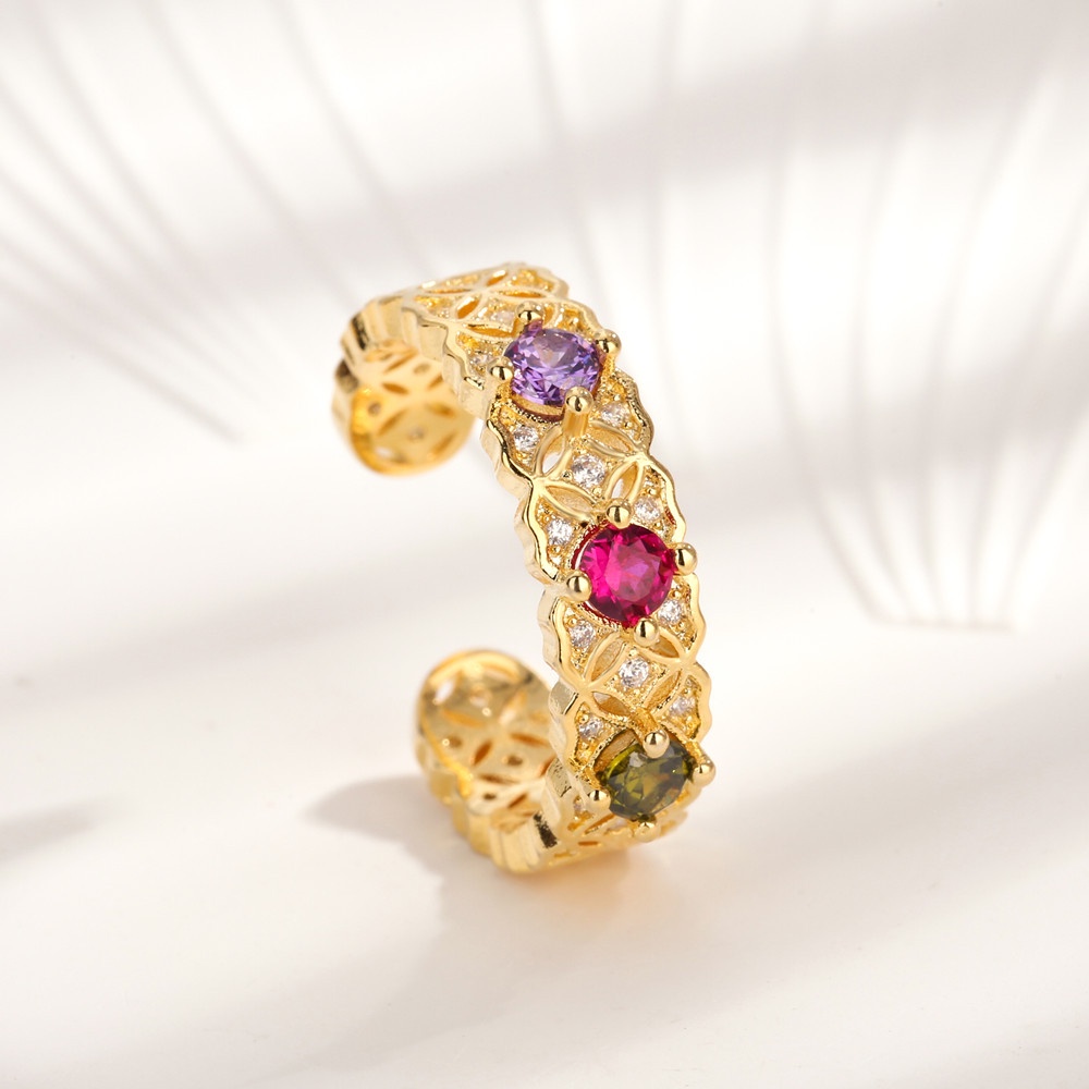 Goldkingdom Aksesoris Perhiasan Fashion Ready Stock Cincin Berlian Desain Perempuan Rasa Anyaman Bijian Berwarna Emas Harta Karun Gelang Uang