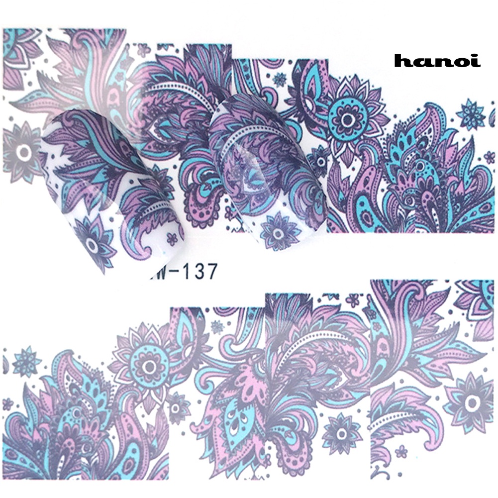 Hi * DIY Bunga Full Cover Bungkus Nail Art Stiker Perekat Decal Decor Manicure Tool