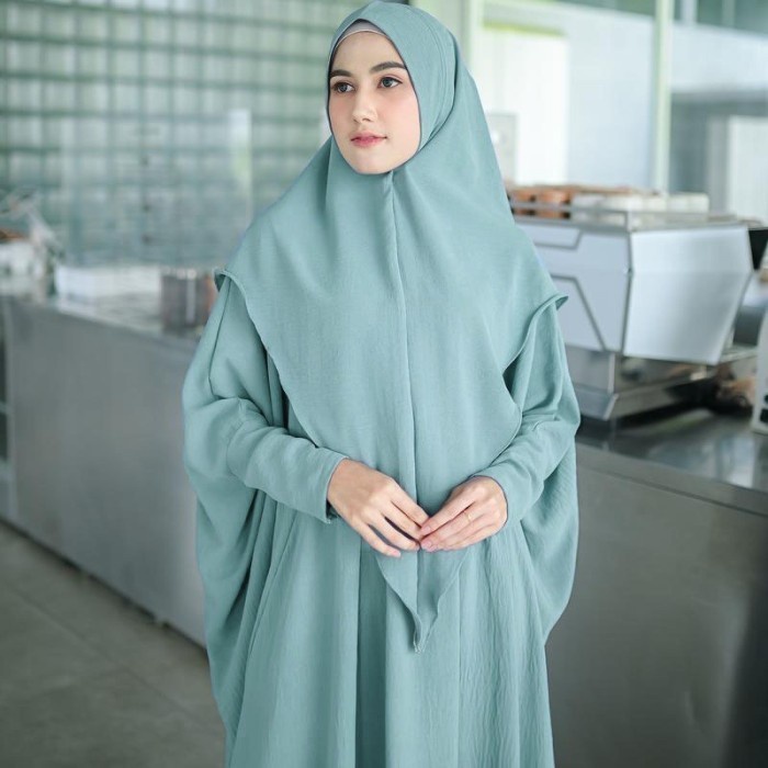 Abaya Luxury ZULAIKHA SET KHIMAR Arab Saudi Baju Umroh Wanita / Abaya Basic Polos Crinkle Airflow Pr