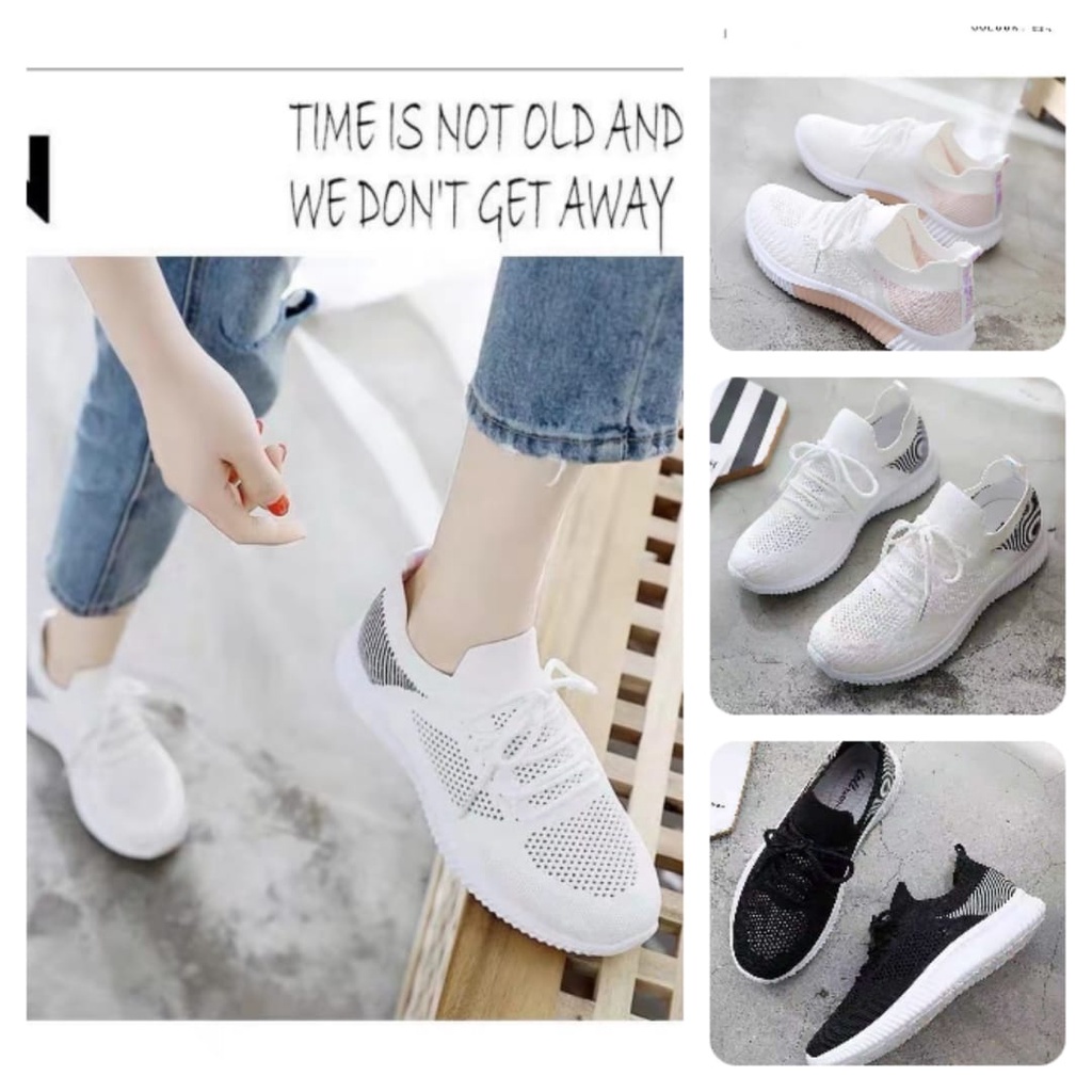 SHOEGALLERY *TAPAK FREE BOX* LV0112 Sepatu Sneakers Korean Fashion Wanita Motif Bunga