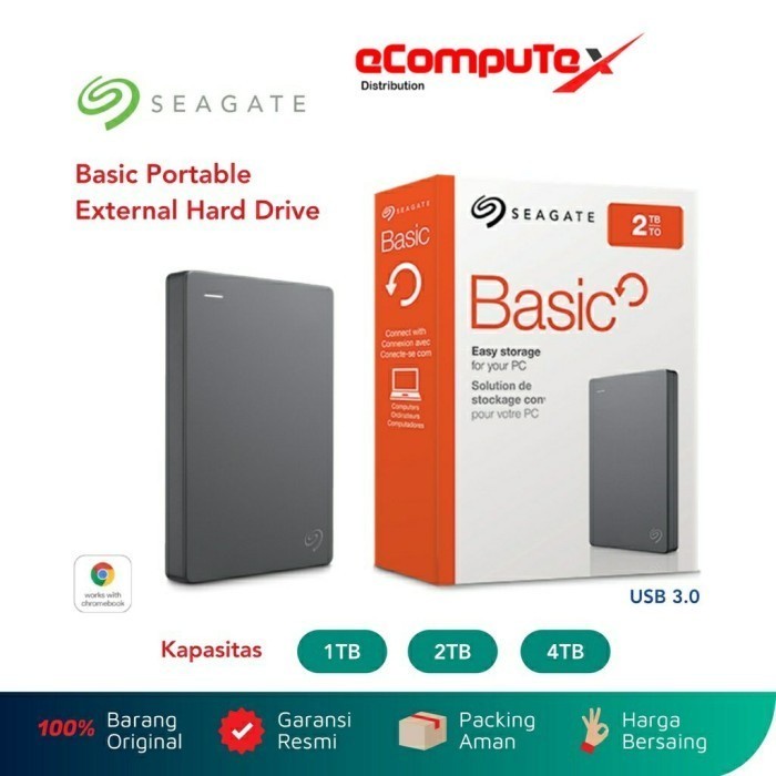 HARDISK EXTERNAL SEAGATE BASIC 2TB / HDD PORTABLE 3.0 2 TB - GARANSI RESMI ORI