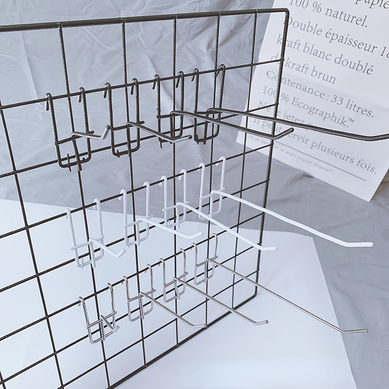 Rak Penyimpanan Supermarket Eceran Toko Rak Hook Mesh Grid Hook Stabil Gantungan Logam Jaring Kokoh Grid Hanger Rack Display Gantungan Hook Perhiasan Lubang Papan Plat Hook