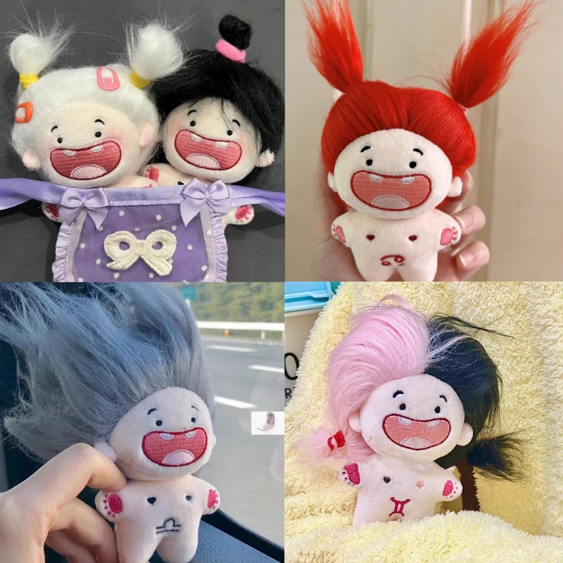 &lt; Pengiriman Cepat &gt; 10 cm Boneka Lucu Rambut Warna-Warni Katun Boneka Mainan Lucu Kartun Dekorasi DIY Boneka Teman Pasangan Hadiah