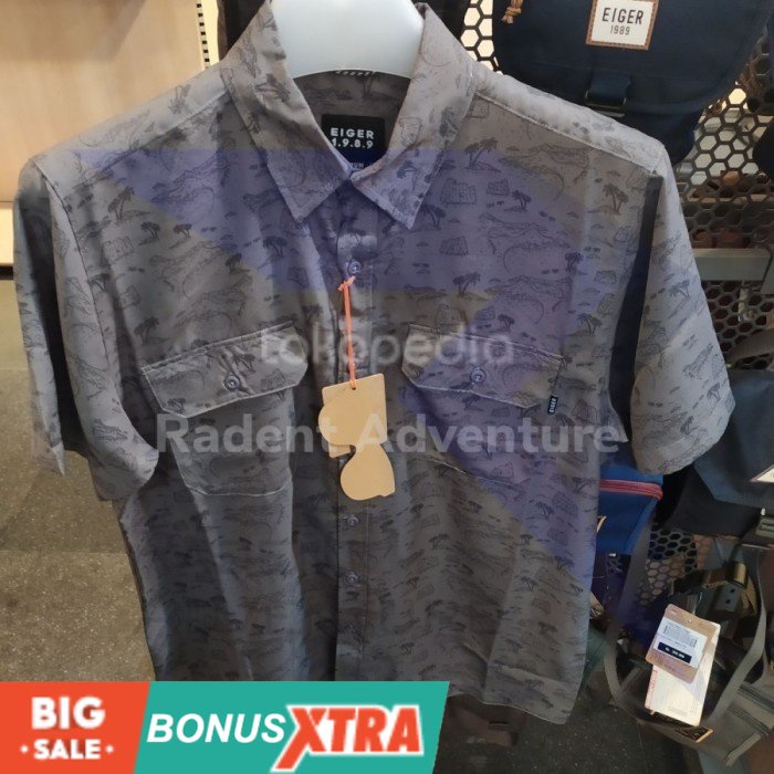 Kemeja EIGER1989 RIVULET Shirt Olive Grey 91000 7222 Original Cowok Bagus  KEREN AWET