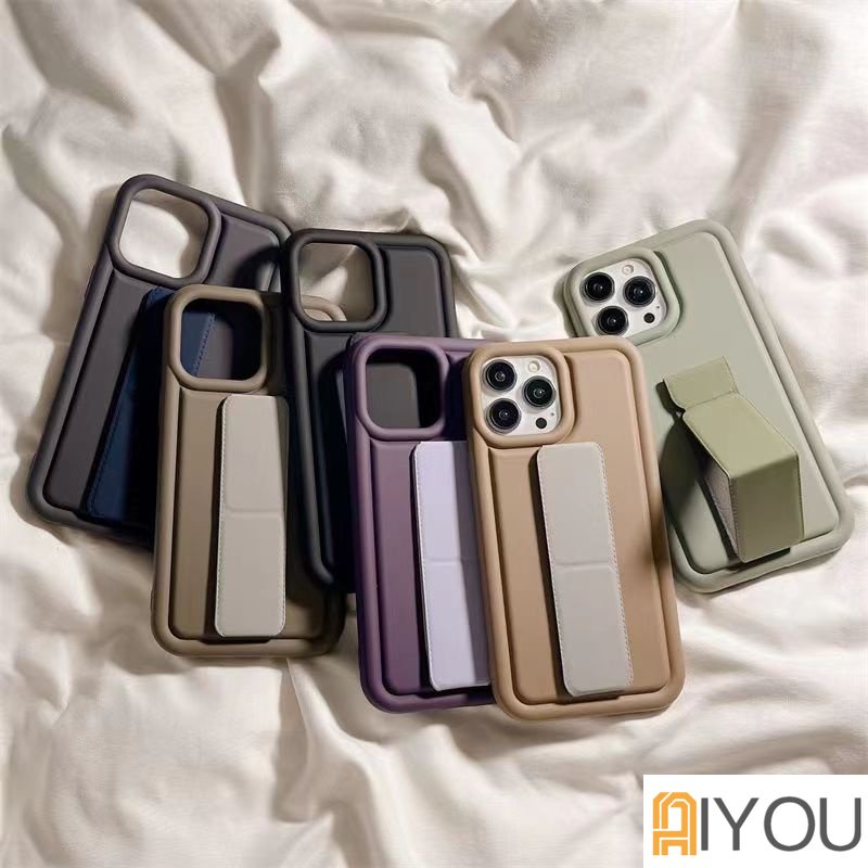 IPHONE Tali Jam Tangan Band Hand Holder Phone Case Untuk Iphone13 12 11 14 Pro Max X XS Max XR 78 Plus Soft Warna Solid Soft Silicoen Cover