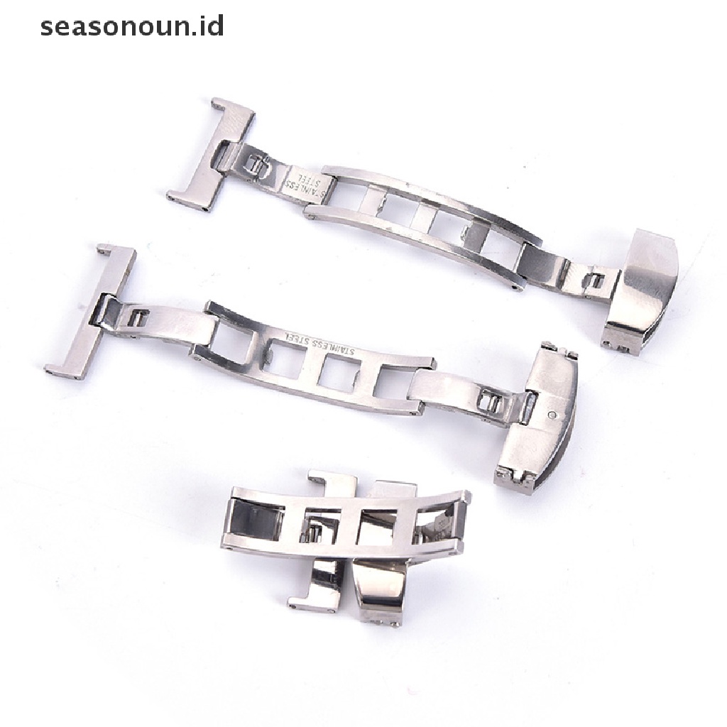 Seasonoun18 /20 /22mm Stainless Steel Butterfly Deployment Clasp Buckle Watch Strap Band.