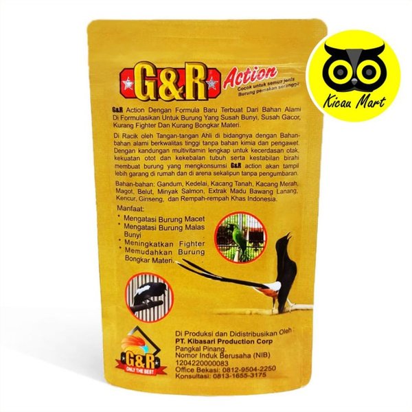 G&amp;R Action Galileo Jr Voer Gnr Pur Kibasari Pakan Makanan Burung Murai Kacer Cucak Anis Gacor Full Power Fighter Pakan Burung Kicau Pemakan Serangga Rajin Bunyi Berstamina