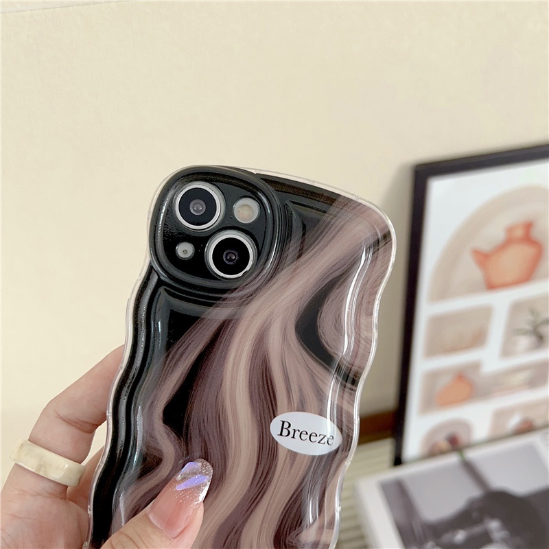 IPHONE Wave Edge Halo Warna Casing Ponsel Iphone11 12 13 14 Pro Max Plus X Xs Max Xr Shockproof Case Cover