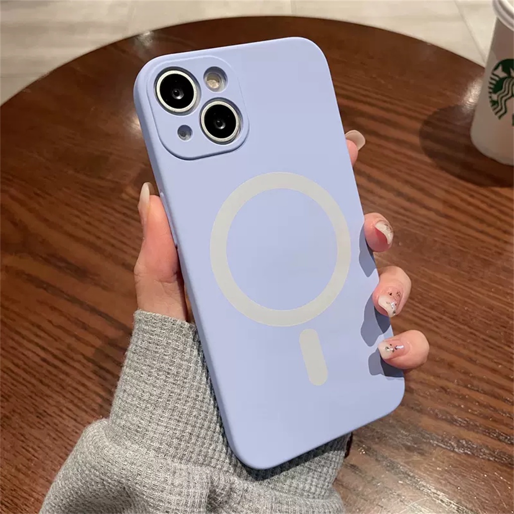 Cairan Silikon Beludru Persegi case iPhone 11 Pro Max case 14 Pro Max Plus 13 12 Pro Max Kamera Tertutup Penuh Magnetik Nirkabel Pengisian Perlindungan Shockproof Lembut Penutup Belakang