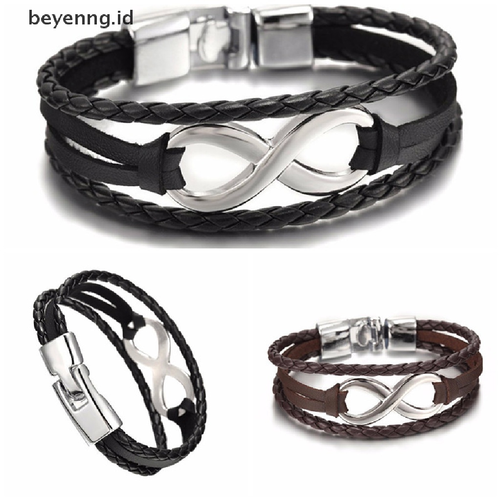 Beyen Infinity Bracelets Tangan Braided Ch Tali Kulit Bangles Gelang Wanita ID